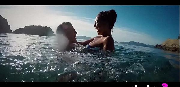  Wet horny couple enjoyed fucking at a secret beach